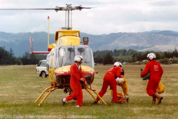 The Rescue Helicopter crew rush into action